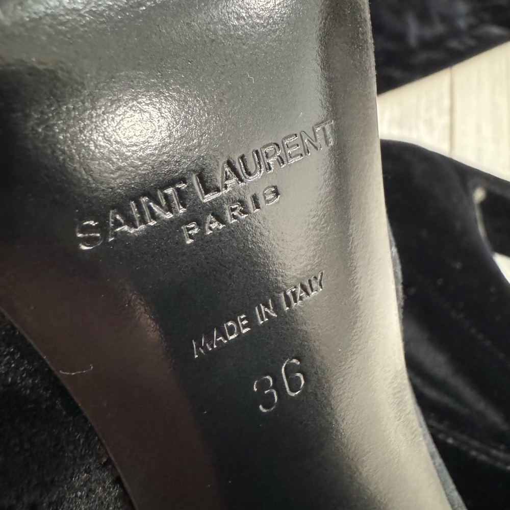 SAINT LAURENT Black Soft Velvet over-the-knee boots 105mm heel - Picture 8 of 15